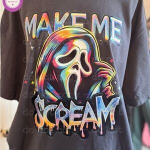XL Grey “Make Me Scream” Faux Embroidery Tee
